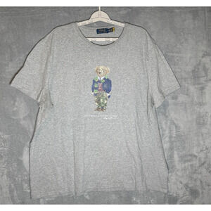 Polo Ralph Lauren Polo Bear Shirt Mens 2XL Gray Crewneck Graphic Tee Casual